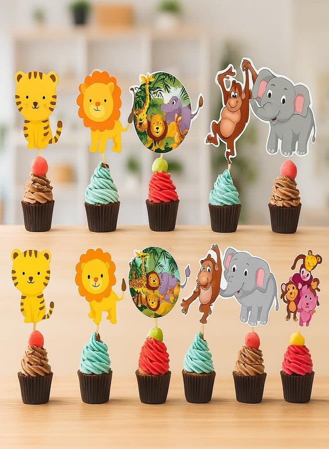 pixelfox زينة كعكة/كب كيك/مجسمات حيوانات من Pixelfox Zoo، عبوة من 30 قطعة. زينة مستوحاة من الغابة / زينة كعكة عيد الميلاد الأول - Image 1